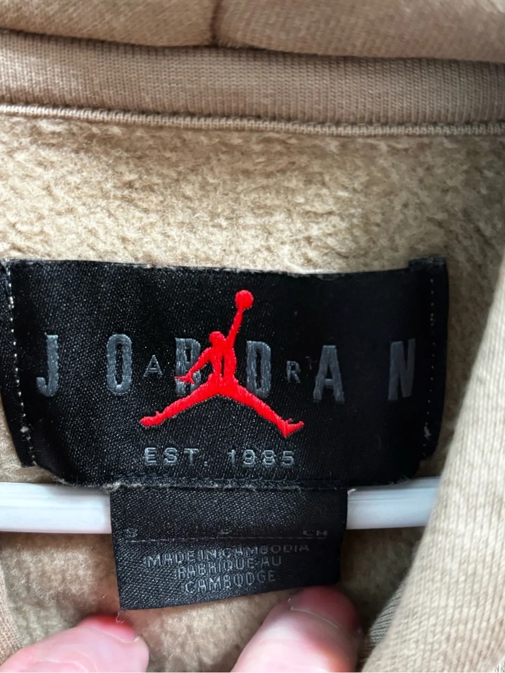 Jordan Brooklyn Fleece Oversized Graphic Pullover Hoodie - Hemp Tan - Sz S.